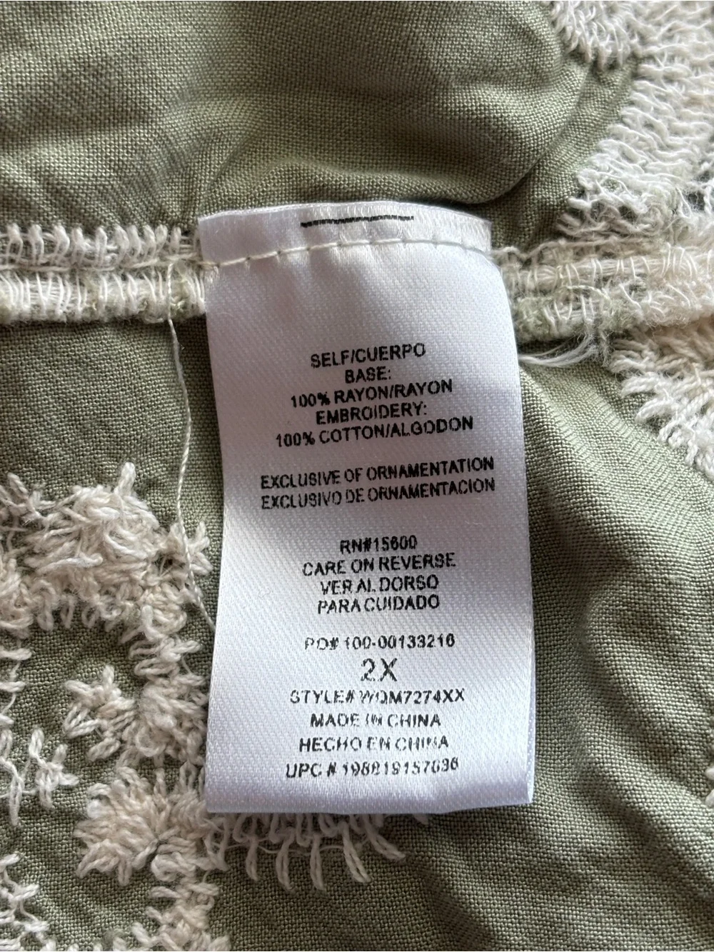 Democracy Boho Blouse 2X Lace Crochet Flowy Peasant Eyelet Cottage Embroidered - Picture 8 of 9